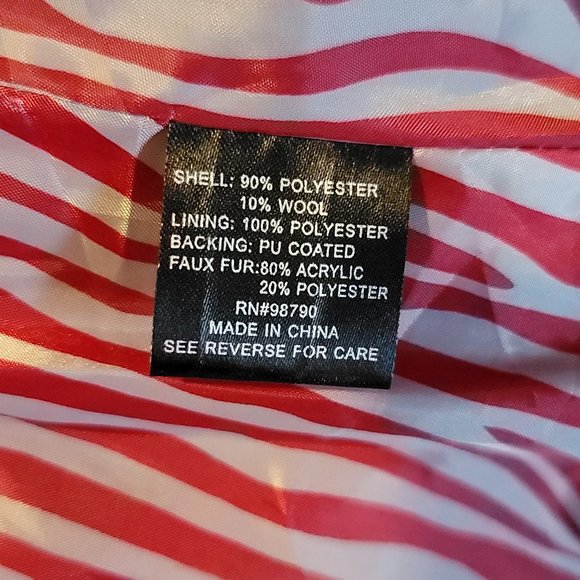 Dollhouse Pea Coat Double Breasted Red Size Medium - Picture 3 of 4